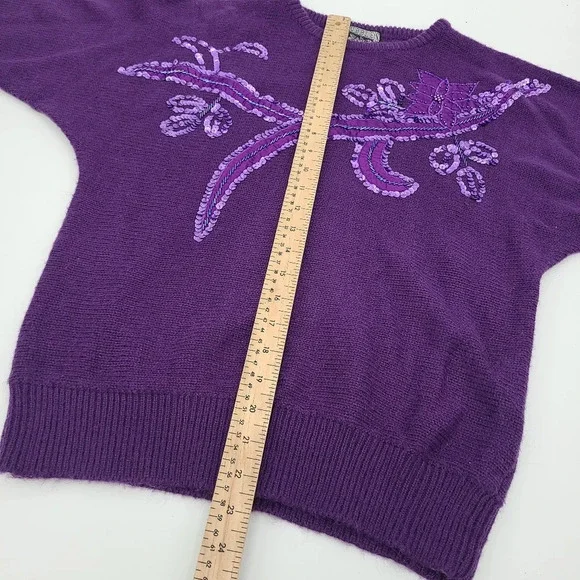 Vintage Sequin & Patch Acrylic Sweater - Picture 6 of 7